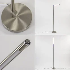 Straluma Staande leeslamp nikkel met dimmer></noscript> Vloerlampen|Leeslampen