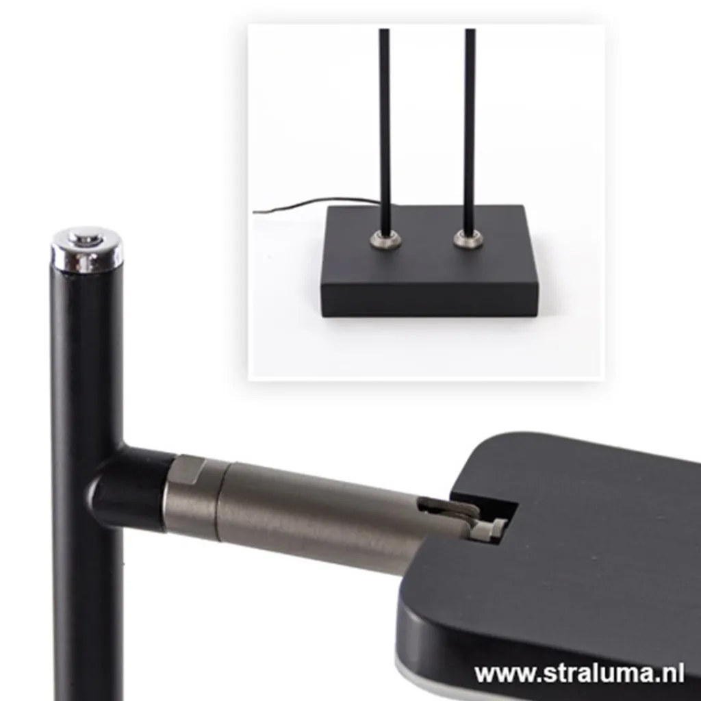 Straluma Staande 2-lichts leeslamp zwart 2xpushdimmer> Vloerlampen|Leeslampen