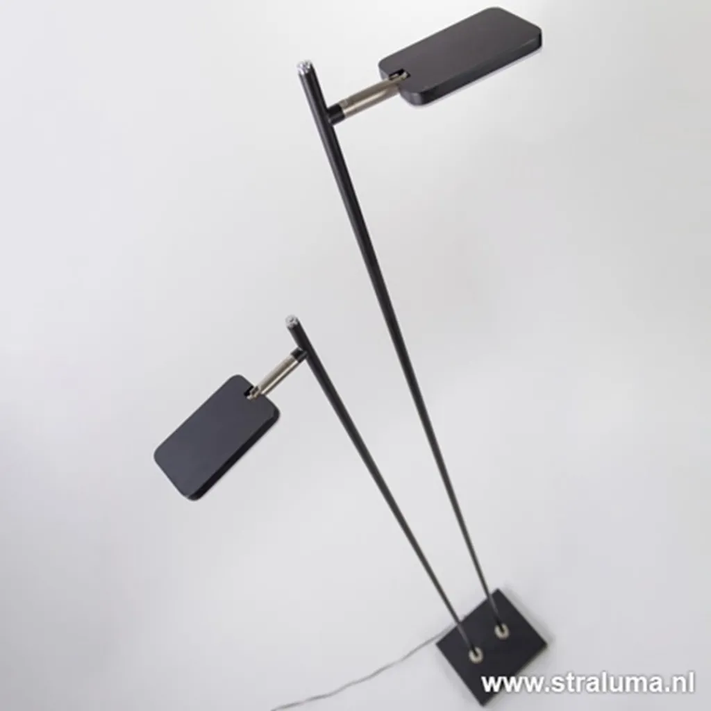 Straluma Staande 2-lichts leeslamp zwart 2xpushdimmer> Vloerlampen|Leeslampen