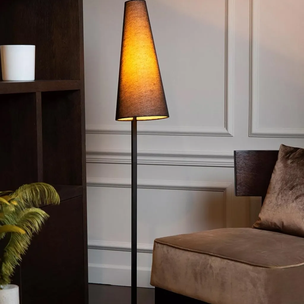 Straluma Staande schemerlamp mat zwart met linnen kap> Vloerlampen|Schemerlampen