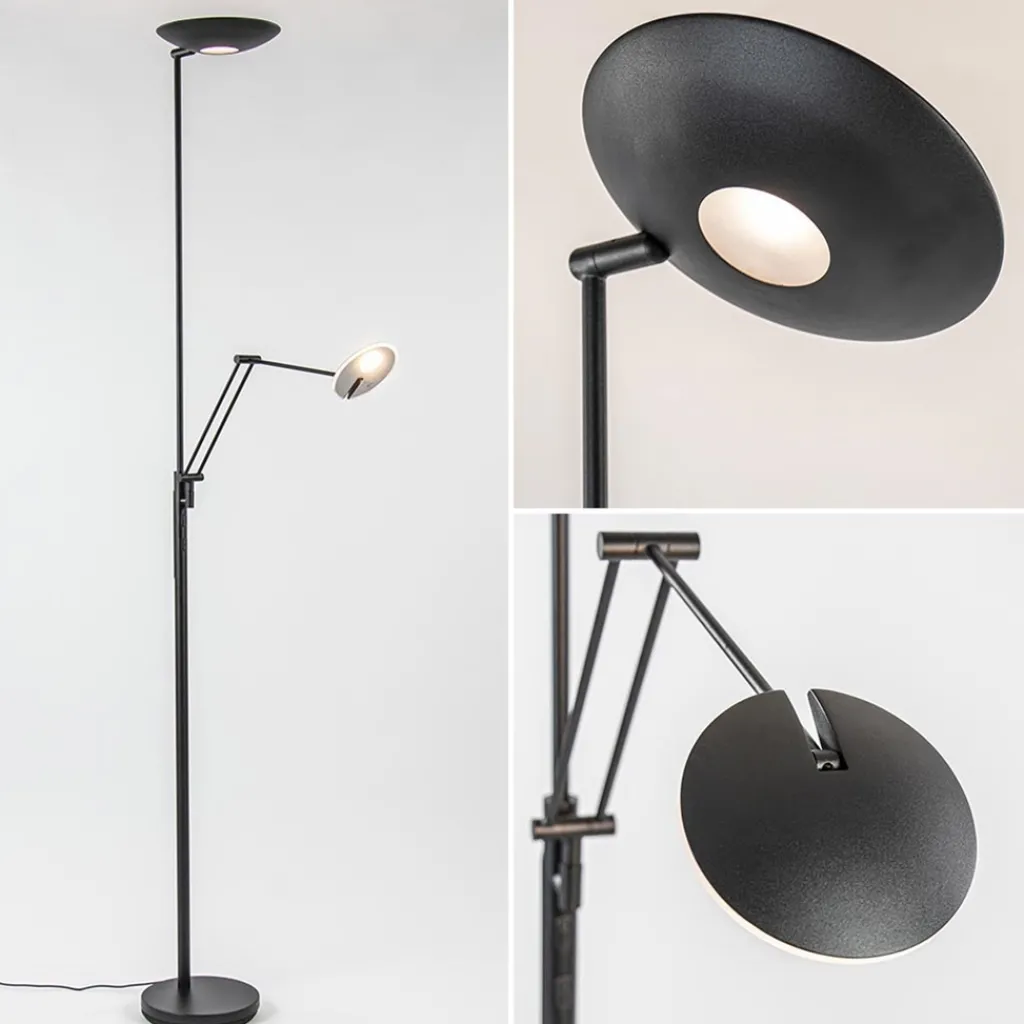 Straluma Staande uplighter+leesarm zwart dim.cct> Vloerlampen|Leeslampen