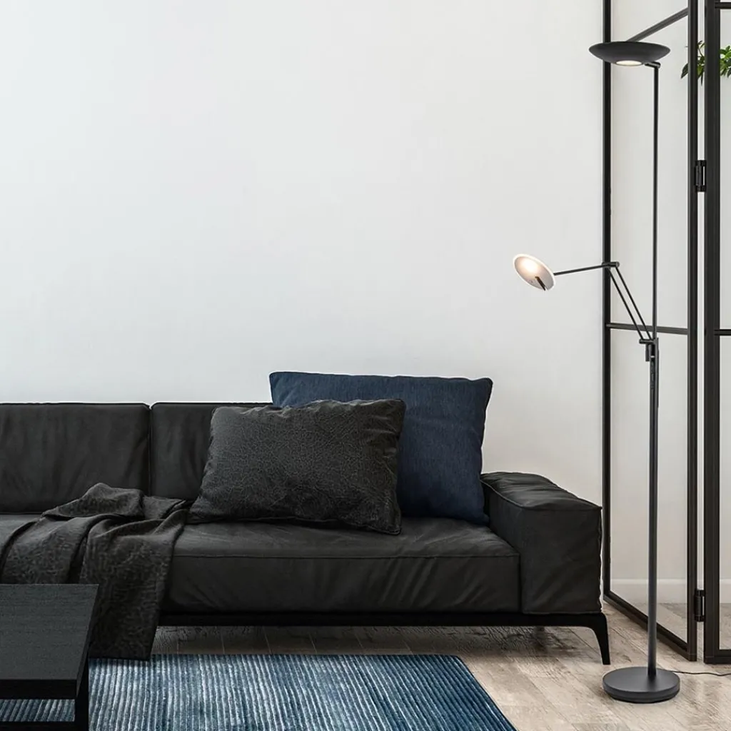 Straluma Staande uplighter+leesarm zwart dim.cct> Vloerlampen|Leeslampen