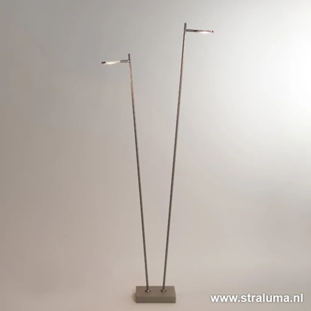 Straluma Staande vloerlamp led 2 lichts staal> Vloerlampen|Leeslampen