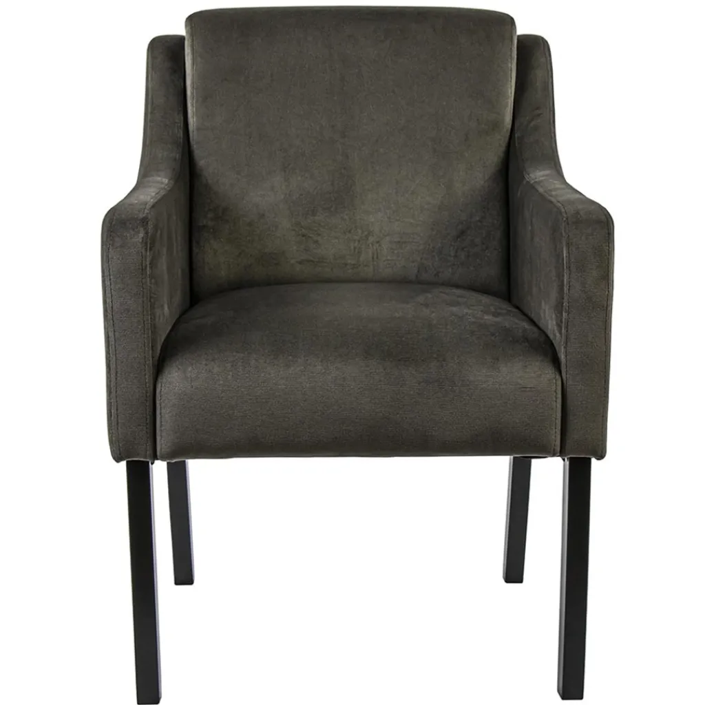 Straluma Stijlvolle eetkamerstoel bruin met zwarte poot> Eetkamerstoelen