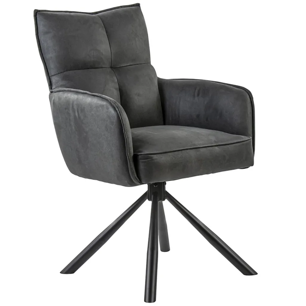 Straluma Stijlvolle eetkamerstoel draaibaar antraciet met zwart> Eetkamerstoelen
