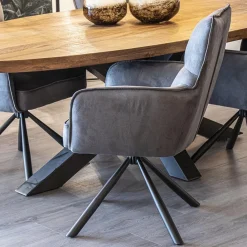 Straluma Stijlvolle eetkamerstoel draaibaar antraciet met zwart><noscript><img width=