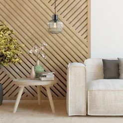 Straluma Stijlvolle hanglamp smoke glas geribbeld met zwart><noscript><img width=