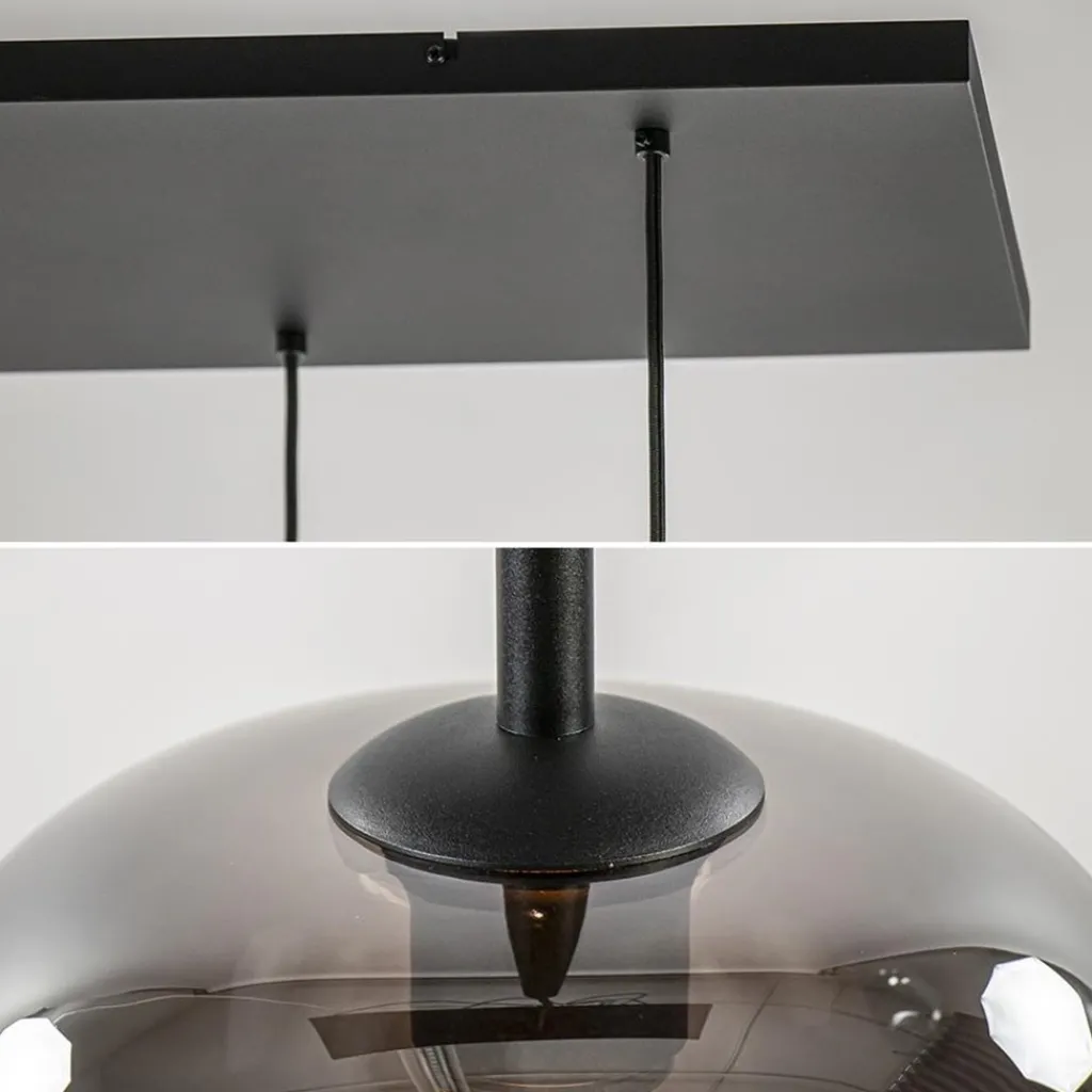 Straluma Stijlvolle 6-lichts hanglamp zwart met gradiënt smoke glas> Hanglampen|Eettafellampen