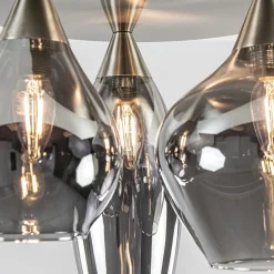 Straluma Stijlvolle plafondlamp nikkel mat met smoke glas><noscript><img width=