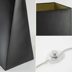 Straluma Stijlvolle vloerlamp zwart keramiek met hoge kap><noscript><img width=