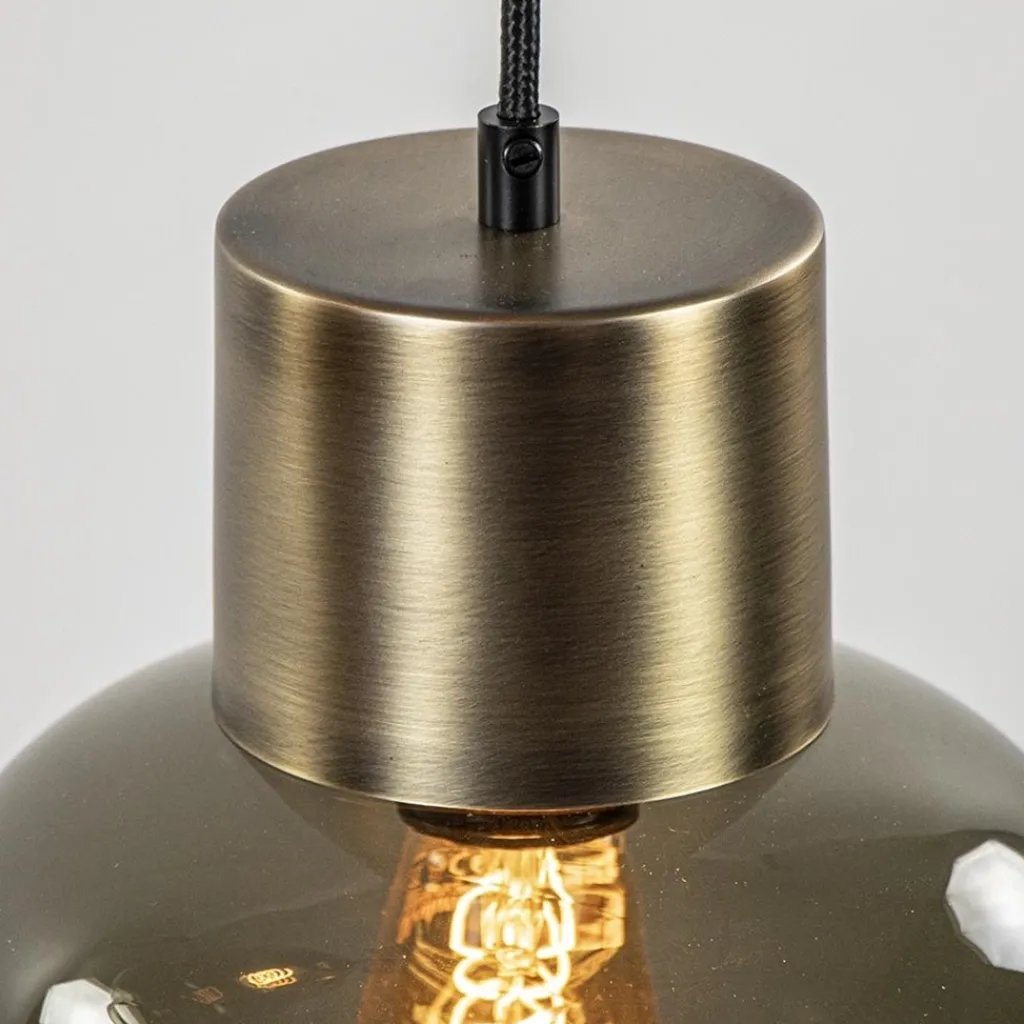 Straluma Stijvolle hanglamp smoke glas met bronzen fitting> Eetkamerverlichting|Hanglampen