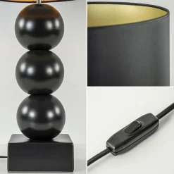 Straluma Stijvolle tafellamp keramiek zwart met kap zwart/goud><noscript><img width=