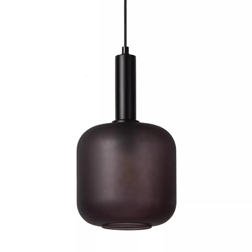 Straluma Stoere hanglamp zwart met mat zwart glas> Eetkamerverlichting|Hanglampen