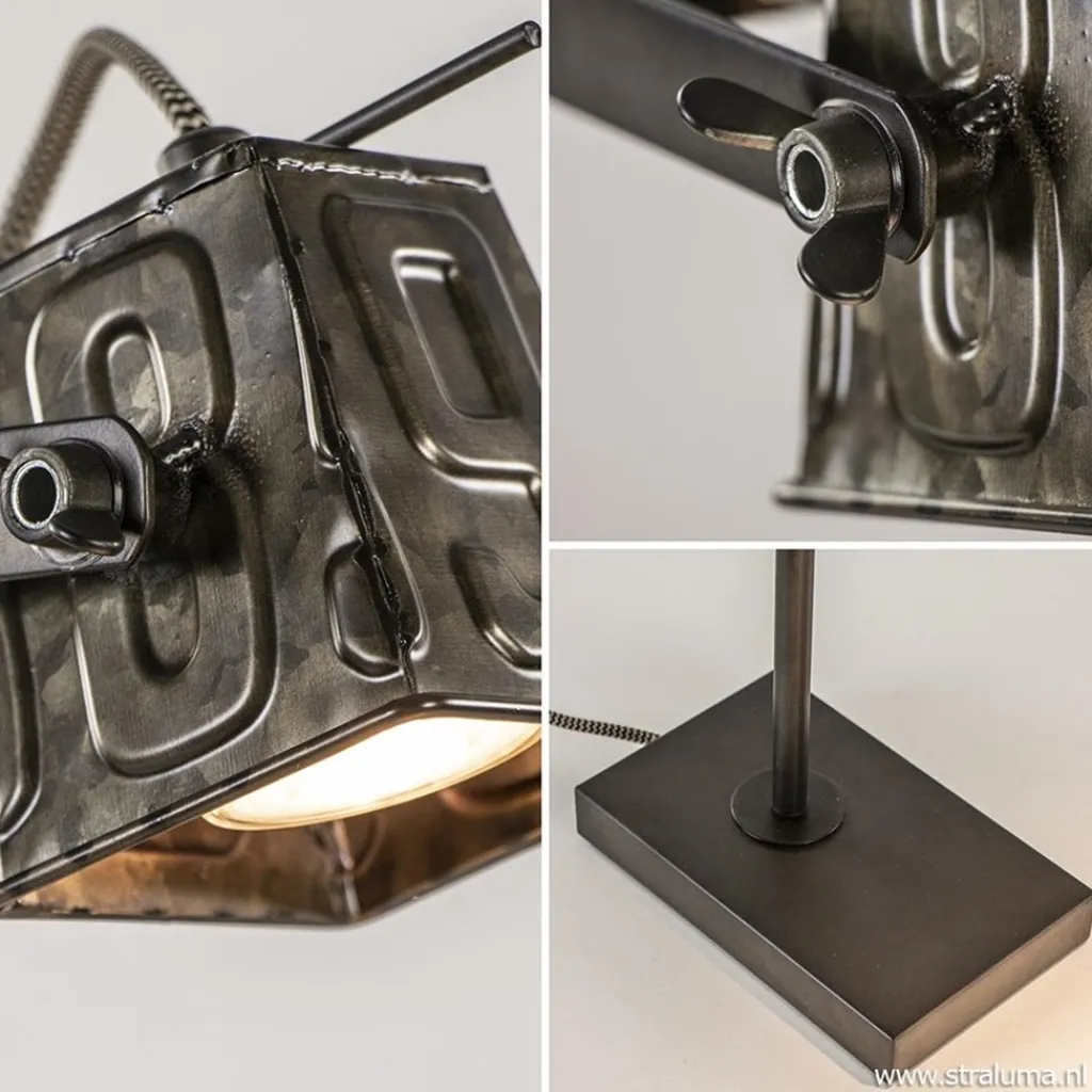 Straluma Stoere industriele tafel/bureaulamp black steel> Bureaulampen|Leeslampen
