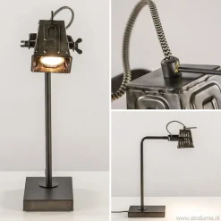 Straluma Stoere industriele tafel/bureaulamp black steel><noscript><img width=