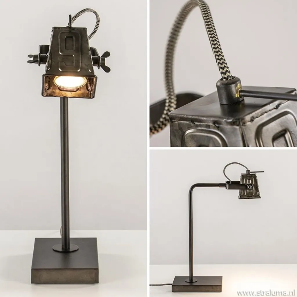 Straluma Stoere industriele tafel/bureaulamp black steel> Bureaulampen|Leeslampen