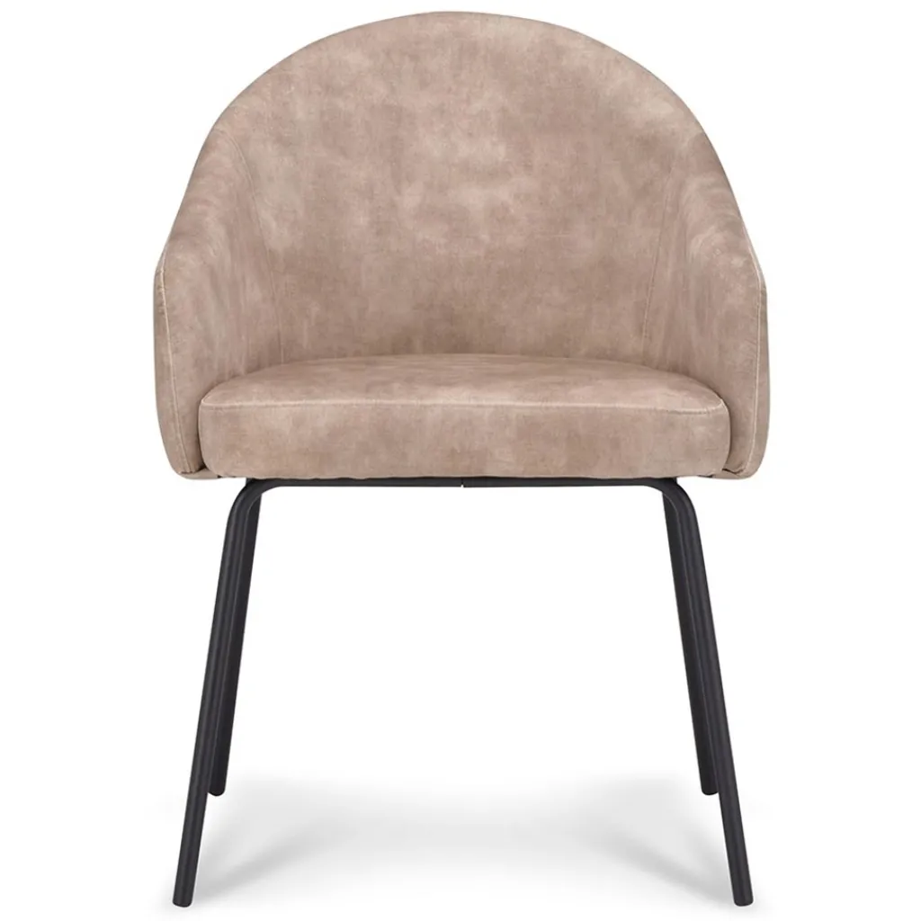 Straluma Stoffen armstoel sand met smalle metalen poot> Eetkamerstoelen