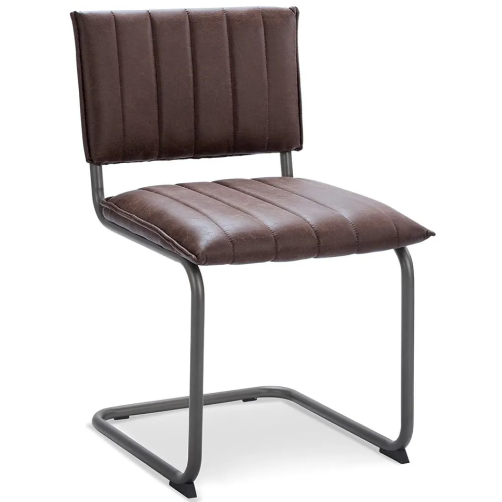 Straluma Stoffen eetkamerstoel bruin met gunmetal onderstel> Eetkamerstoelen