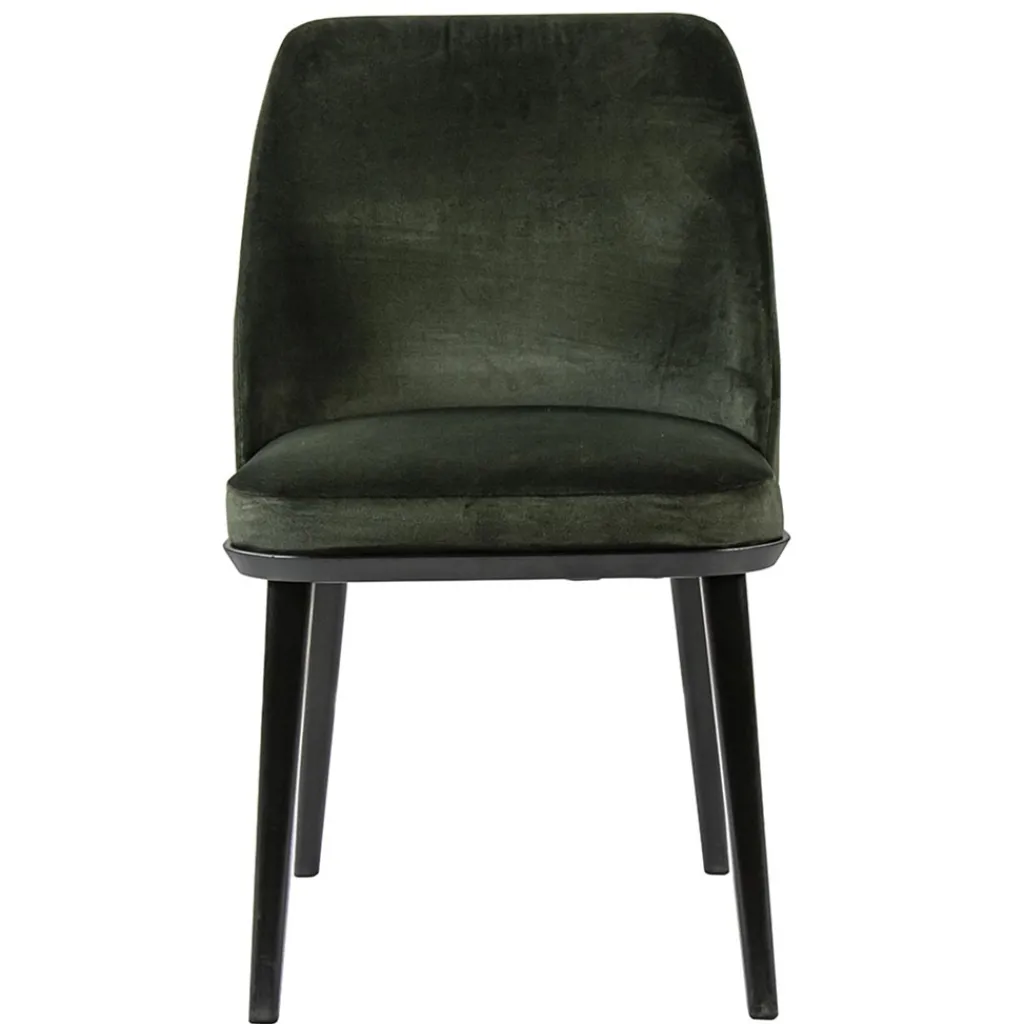 Straluma Stoffen eetkamerstoel groen met zwarte houten poot> Eetkamerstoelen