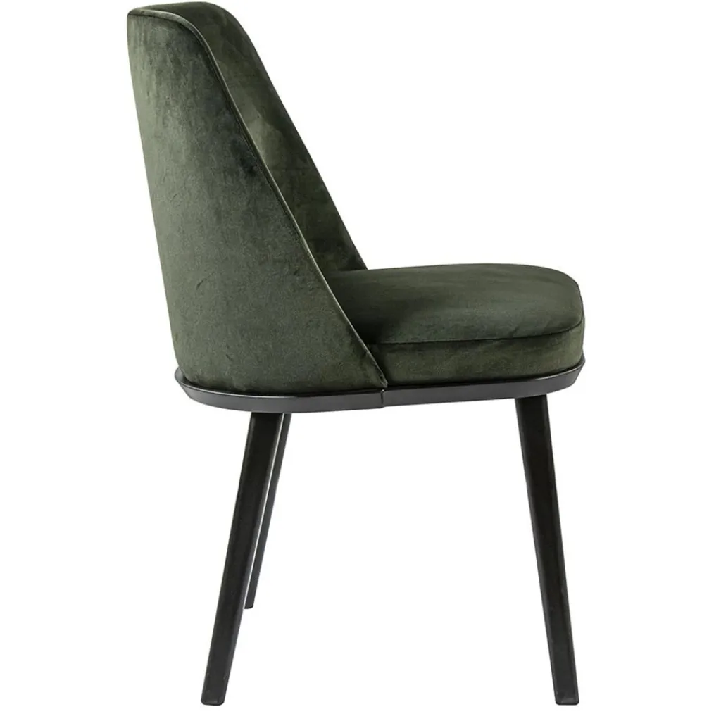 Straluma Stoffen eetkamerstoel groen met zwarte houten poot> Eetkamerstoelen