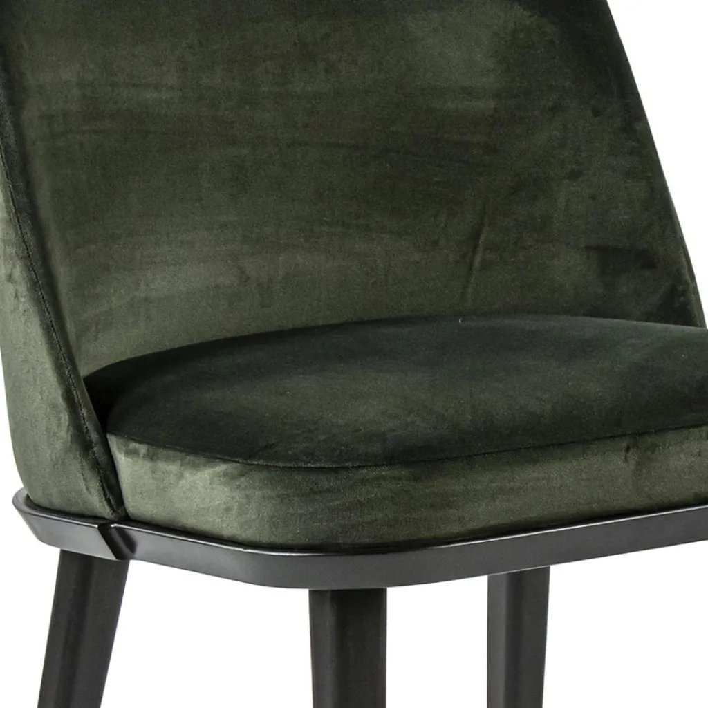 Straluma Stoffen eetkamerstoel groen met zwarte houten poot> Eetkamerstoelen