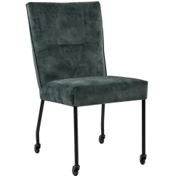 Straluma Stoffen eetkamerstoel met zwarte poot en wieltjes> Eetkamerstoelen