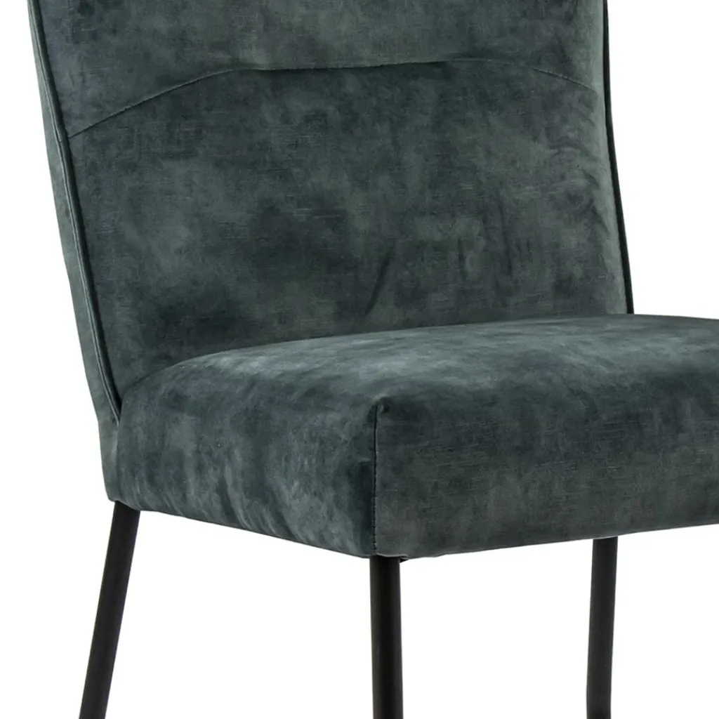 Straluma Stoffen eetkamerstoel met zwarte poot en wieltjes> Eetkamerstoelen