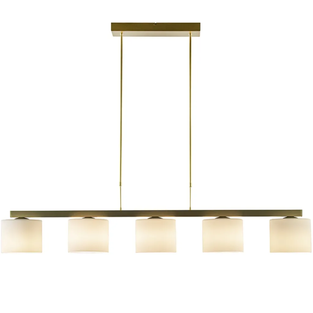 Straluma Strak klassieke hanglamp goud met mat wit glas> Hanglampen|Eettafellampen
