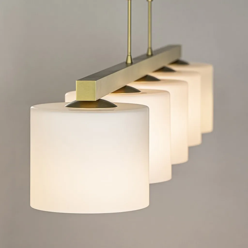 Straluma Strak klassieke hanglamp goud met mat wit glas> Hanglampen|Eettafellampen