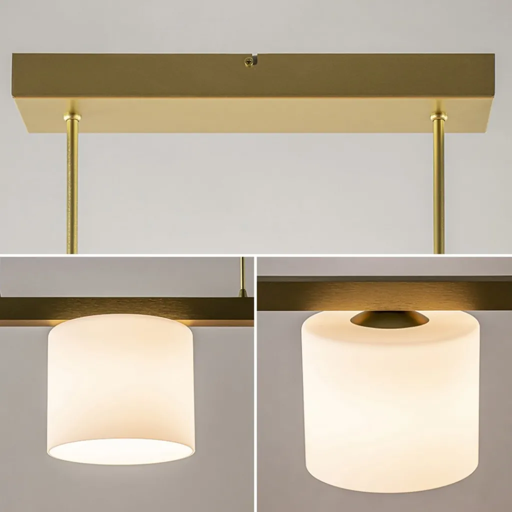 Straluma Strak klassieke hanglamp goud met mat wit glas> Hanglampen|Eettafellampen
