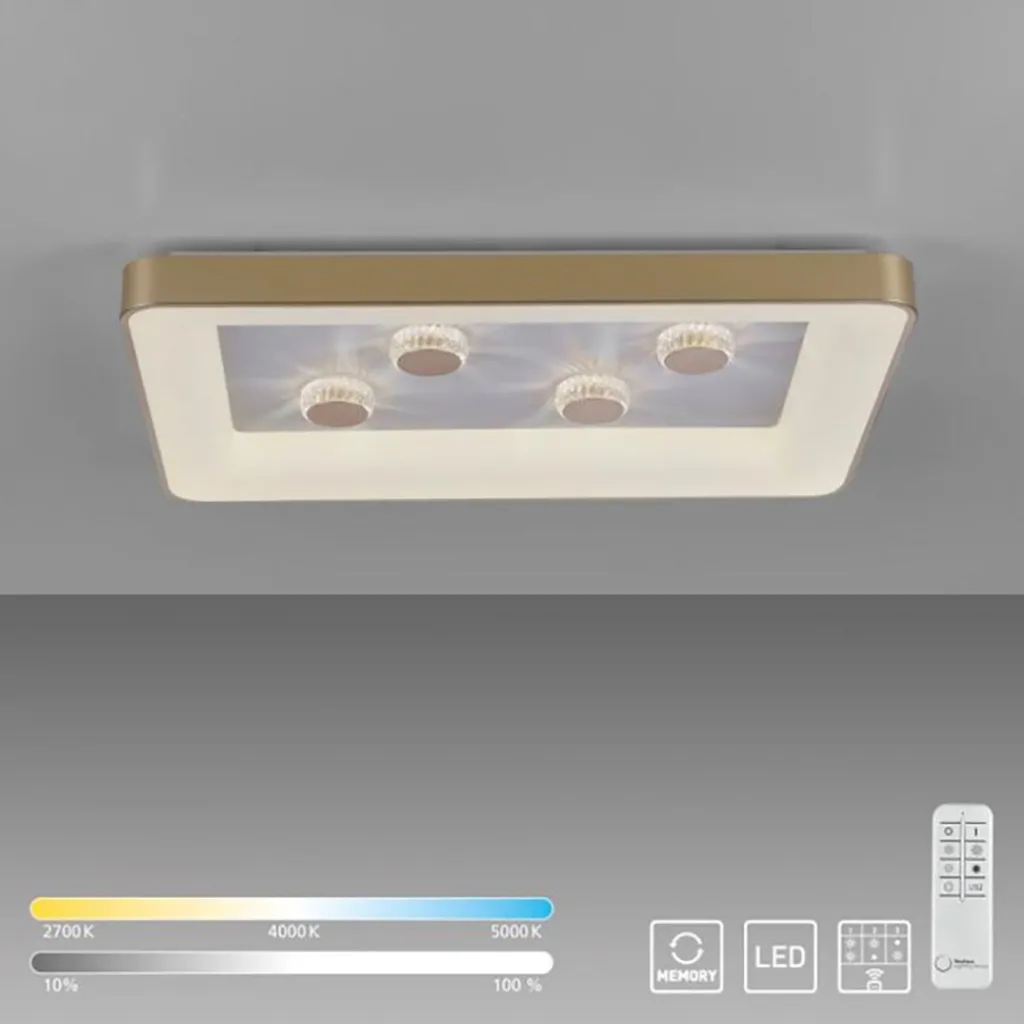 Straluma Strak klassieke LED plafondlamp goud met kristaleffect> Plafondlampen|Wandlampen