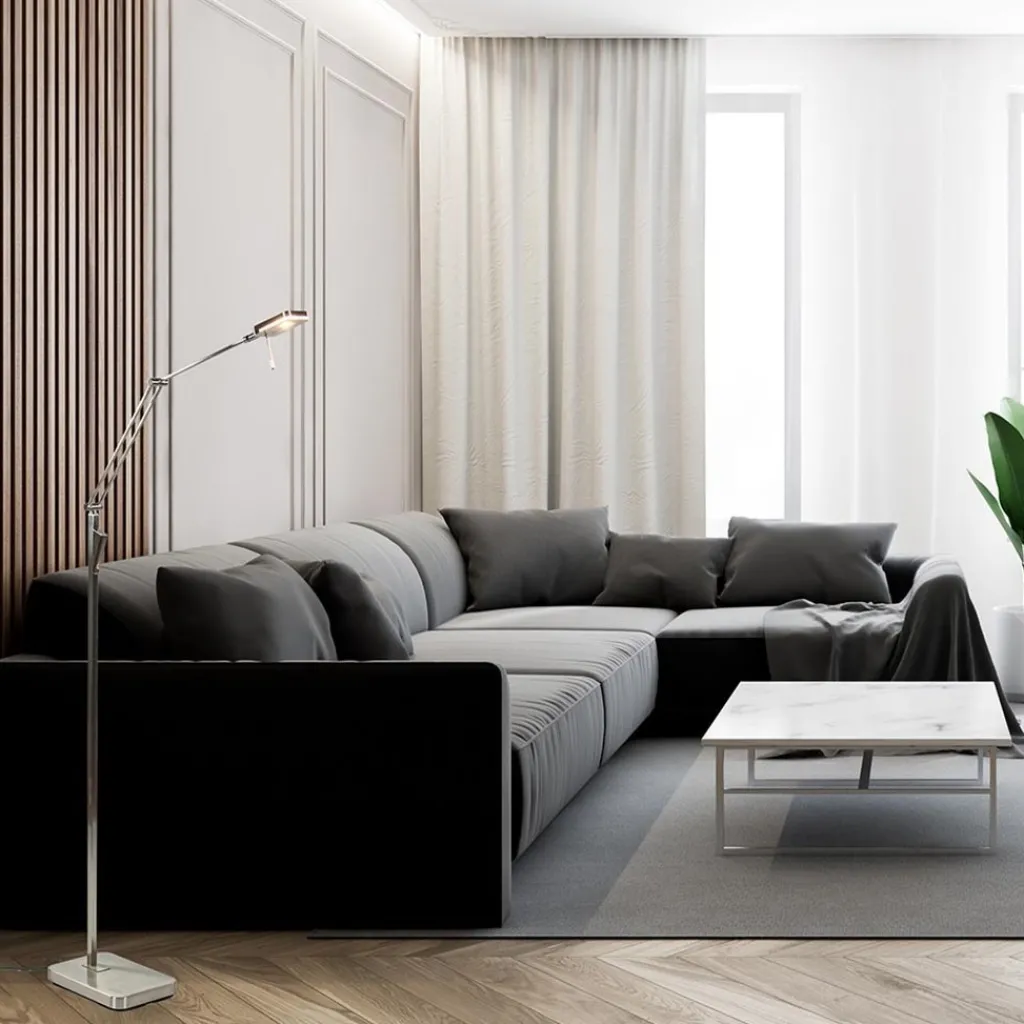 Straluma Strak klassieke leeslamp nikkel met dimbaar LED> Vloerlampen|Leeslampen