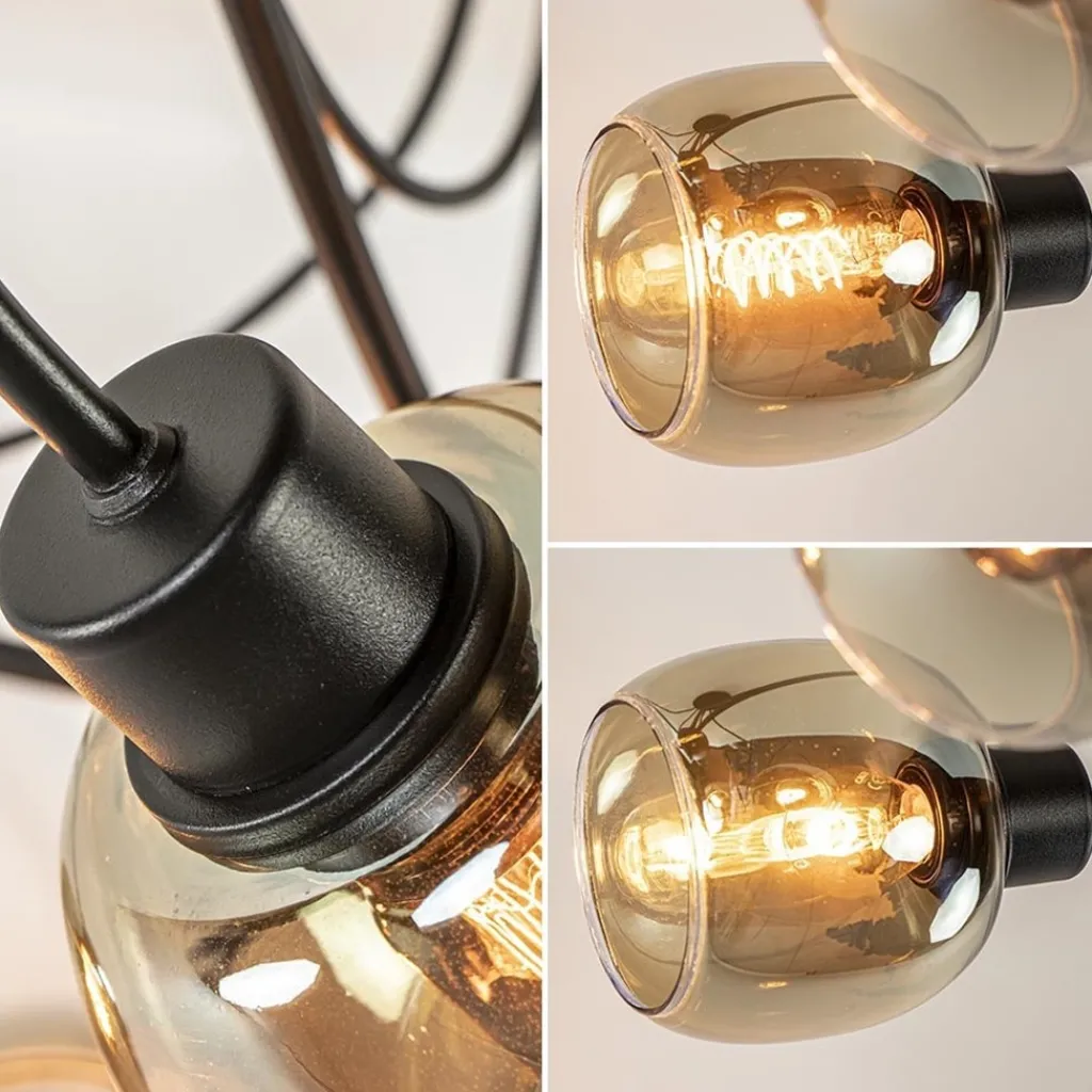 Straluma Strak klassieke 5-lichts plafondlamp met smoke glazen kappen> Plafondlampen|Klassieke Verlichting