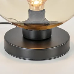Straluma Strak klassieke tafellamp zwart met amber glas><noscript><img width=