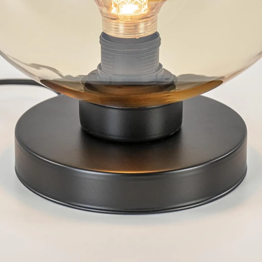Straluma Strak klassieke tafellamp zwart met amber glas> Tafellampen|Klassieke Verlichting