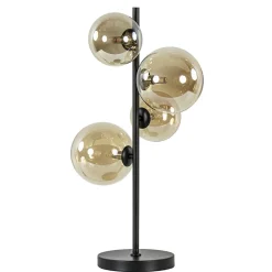 Straluma Strak klassieke tafellamp zwart met amber glas> Woonkamerlampen|Slaapkamerlampen