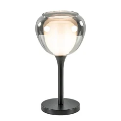 Straluma Strak klassieke tafellamp zwart met smoke glazen kap> Tafellampen