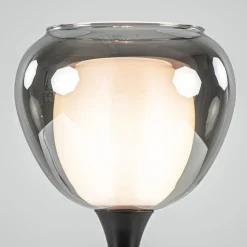 Straluma Strak klassieke tafellamp zwart met smoke glazen kap></noscript> Tafellampen