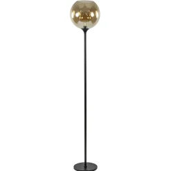 Straluma Strak klassieke vloerlamp zwart met amber glas 30 cm> Vloerlampen|Klassieke Verlichting
