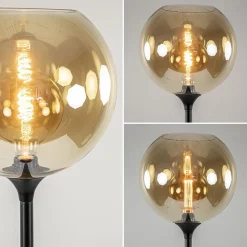 Straluma Strak klassieke vloerlamp zwart met amber glas 30 cm><noscript><img width=