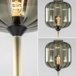 Straluma Strak klassieke vloerlamp brons met zwart en smoke glas></noscript> Vloerlampen|Klassieke Verlichting