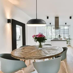 Straluma Strakke ronde hanglamp koepel mat zwart 38 cm><noscript><img width=