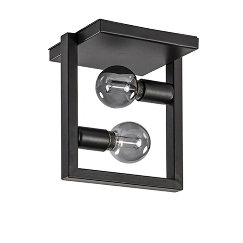 Straluma Strakke zwarte plafonnière metaal Frame> Plafonnières|Woonkamerlampen