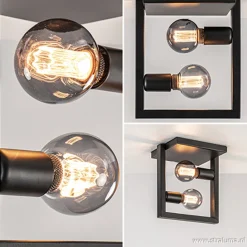 Straluma Strakke zwarte plafonnière metaal Frame> Plafonnières|Woonkamerlampen