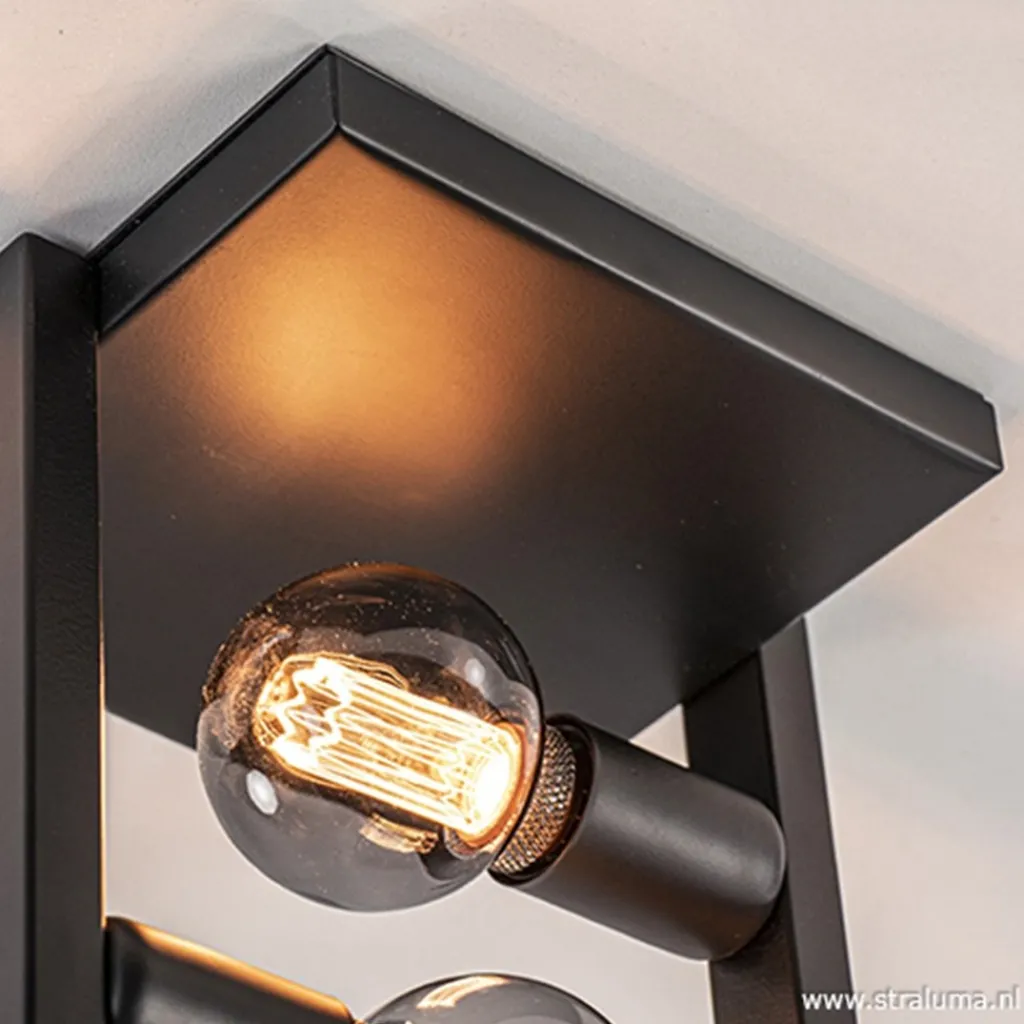 Straluma Strakke zwarte plafonnière metaal Frame> Plafonnières|Woonkamerlampen