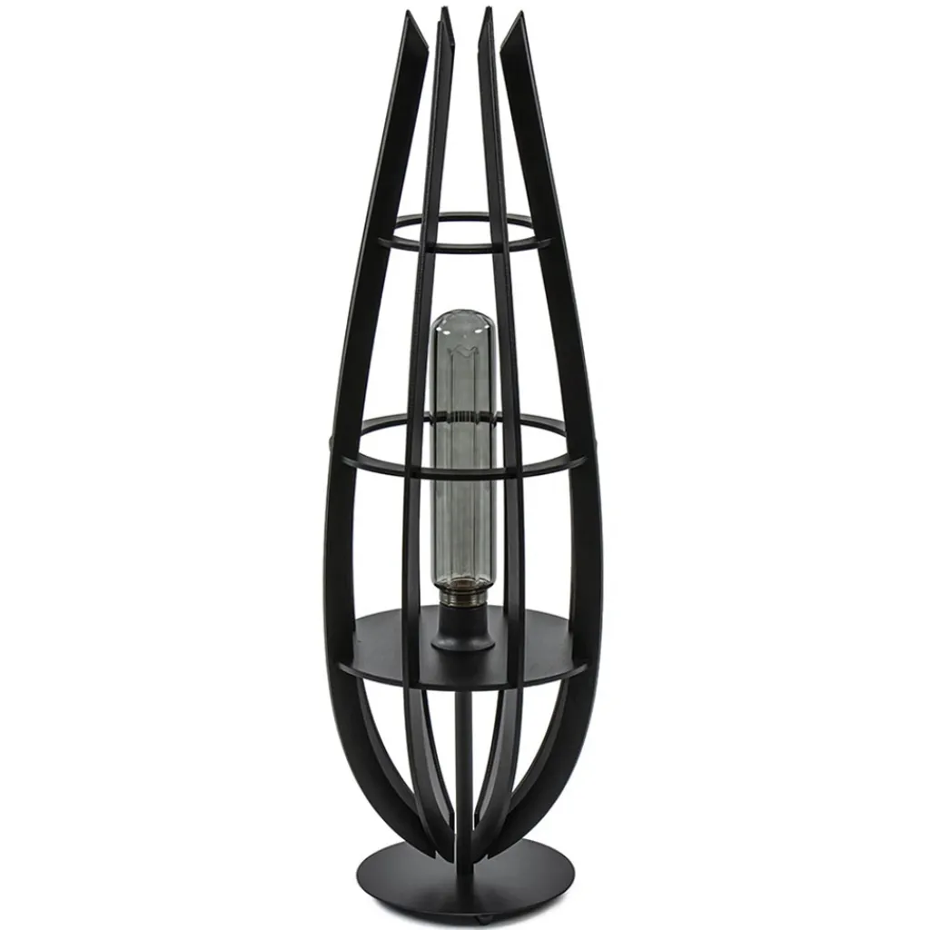 Straluma Tafellamp / vloerlamp mat zwart hout> Tafellampen|Vloerlampen