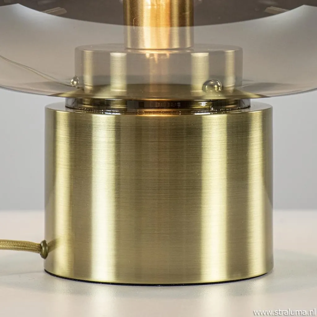 Straluma Tafellamp Arturan brons met smoke glazen kap> Light and Living|Woonkamerlampen