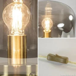 Straluma Tafellamp Arturan brons met smoke glazen kap><noscript><img width=