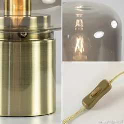 Straluma Tafellamp Arturan messing + smoke glas><noscript><img width=