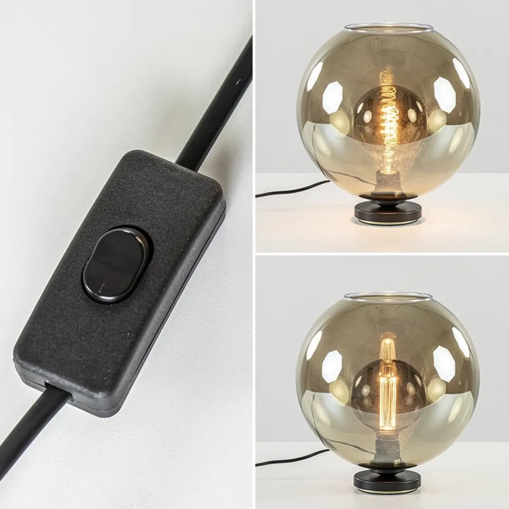 Straluma Tafellamp Bella zwart + smoke glas 30cm> Tafellampen|Luxe Verlichting